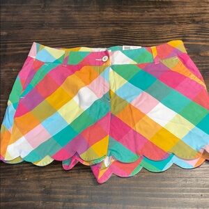 Crown & Ivy Multicolor Gingham Shelby Scalloped Women's Shorts